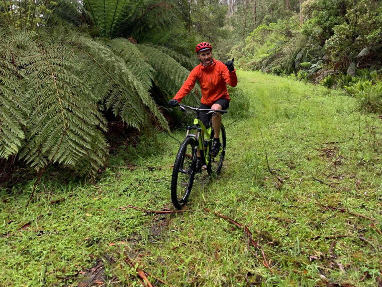 Assessing a rainforest trail on mountain bike
